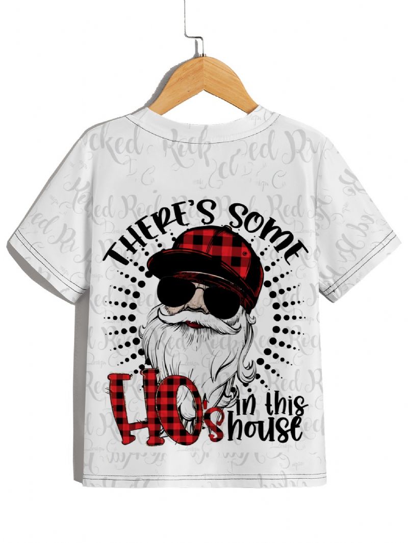 Sjove Jule-t-shirt Til Drenge Der Er Noget I Dette Hus Plaid Julemand Grafiske T-shirts Vintage Top