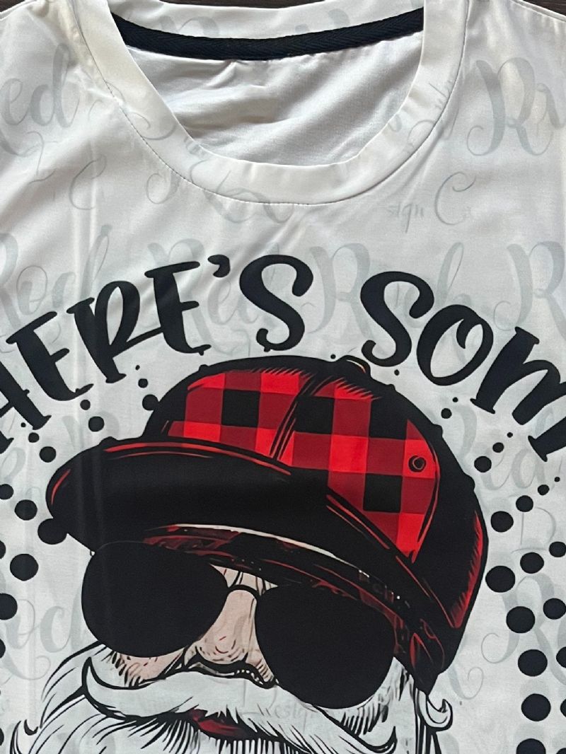 Sjove Jule-t-shirt Til Drenge Der Er Noget I Dette Hus Plaid Julemand Grafiske T-shirts Vintage Top