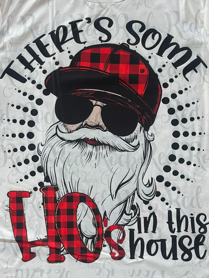 Sjove Jule-t-shirt Til Drenge Der Er Noget I Dette Hus Plaid Julemand Grafiske T-shirts Vintage Top