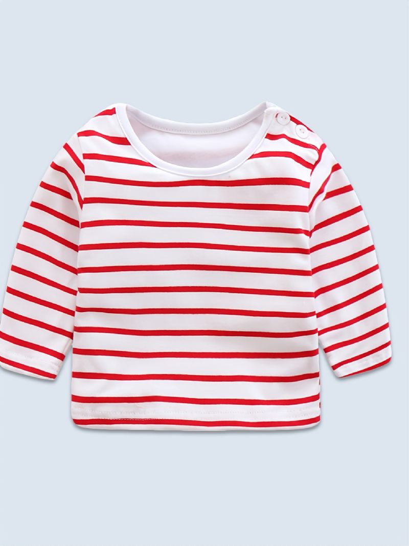 Småbørn Baby Piger Casual Sød Langærmet Stribet T-shirt Med Rund Hals