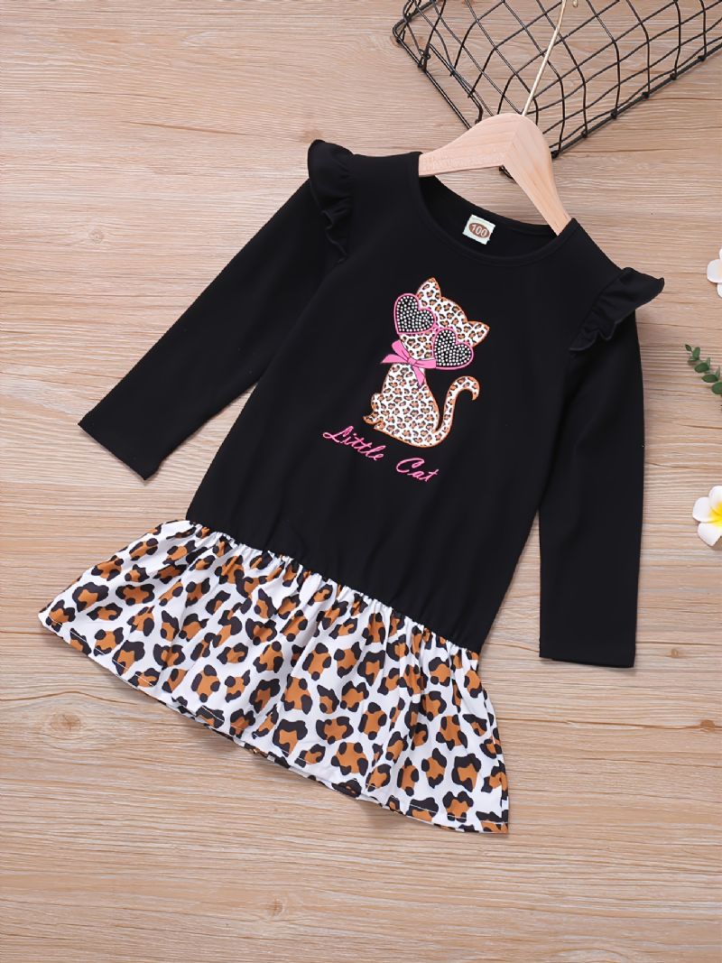 Trykt Cat Leopard Hem T-shirt Kjole