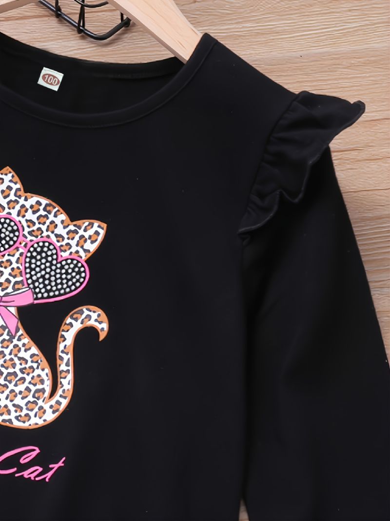 Trykt Cat Leopard Hem T-shirt Kjole