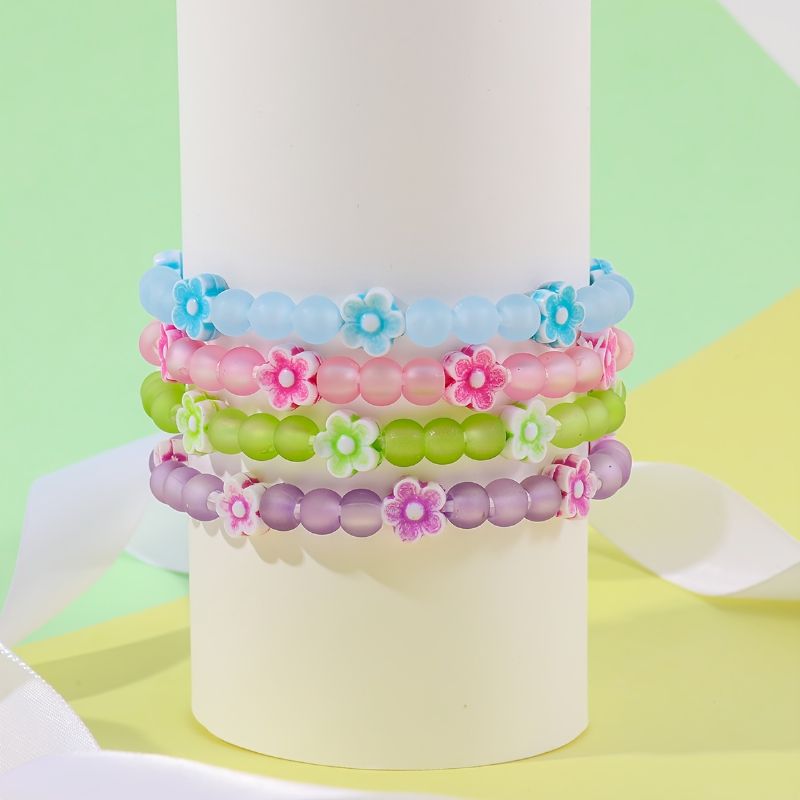 1 Stk Makersland Teen Børn Piger Gave Lyst Farverigt Frosted Bead Armbånd Til Hverdagsfest