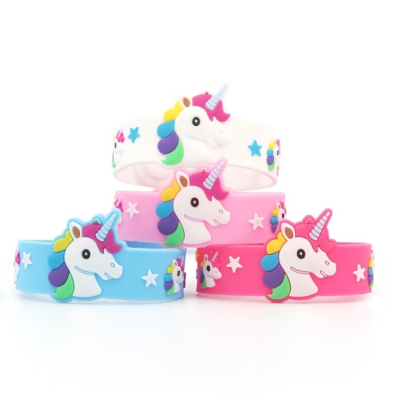 4 Stk / Pakke Ny Unicorn Pvc Bløde Gummiarmbånd Til Børn Tegneserie Smykker Gaver