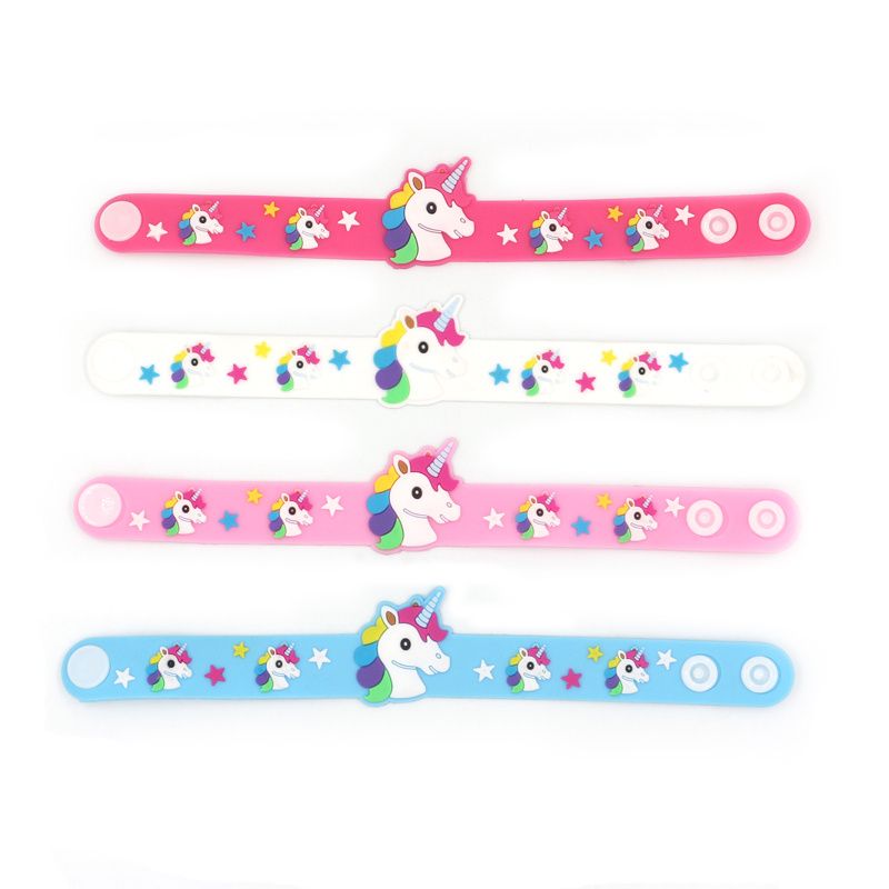 4 Stk / Pakke Ny Unicorn Pvc Bløde Gummiarmbånd Til Børn Tegneserie Smykker Gaver