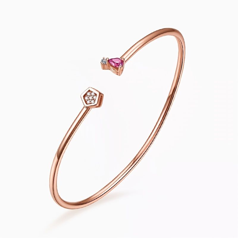 7 Grader 925 Sterling Sølv Rose Golden Armbånd Åben Manchet Charms Smykker Gave Fødselsdagsgaver Til Kvinder Kone Piger Hende