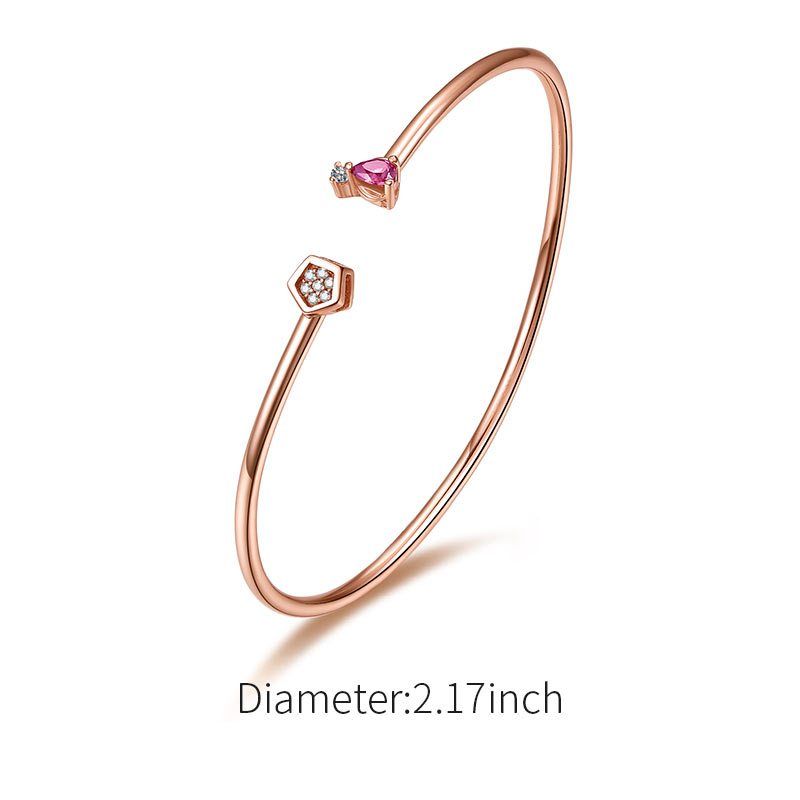 7 Grader 925 Sterling Sølv Rose Golden Armbånd Åben Manchet Charms Smykker Gave Fødselsdagsgaver Til Kvinder Kone Piger Hende