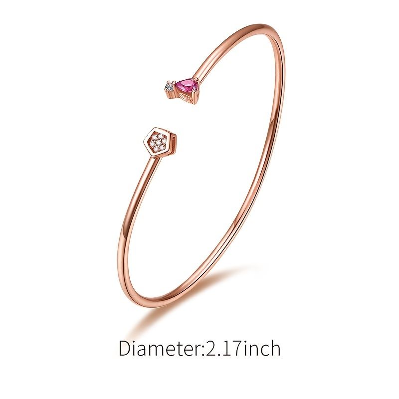 7 Grader 925 Sterling Sølv Rose Golden Armbånd Åben Manchet Charms Smykker Gave Fødselsdagsgaver Til Kvinder Kone Piger Hende