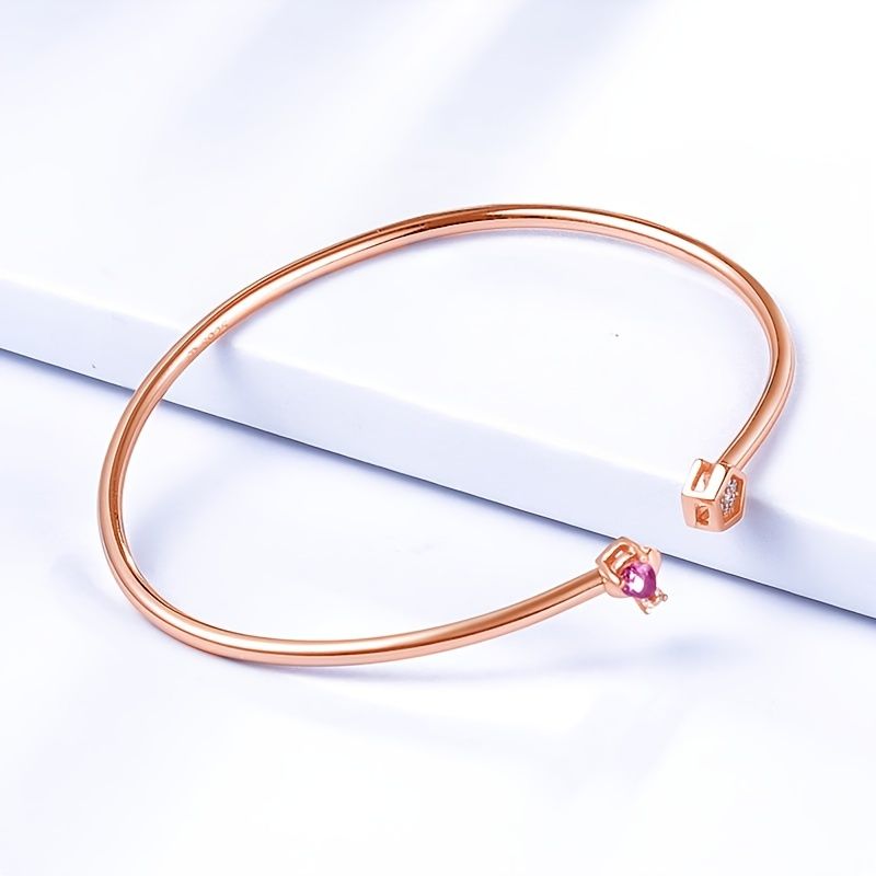 7 Grader 925 Sterling Sølv Rose Golden Armbånd Åben Manchet Charms Smykker Gave Fødselsdagsgaver Til Kvinder Kone Piger Hende