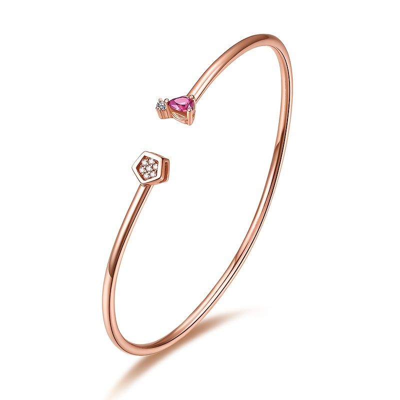 7 Grader 925 Sterling Sølv Rose Golden Armbånd Åben Manchet Charms Smykker Gave Fødselsdagsgaver Til Kvinder Kone Piger Hende