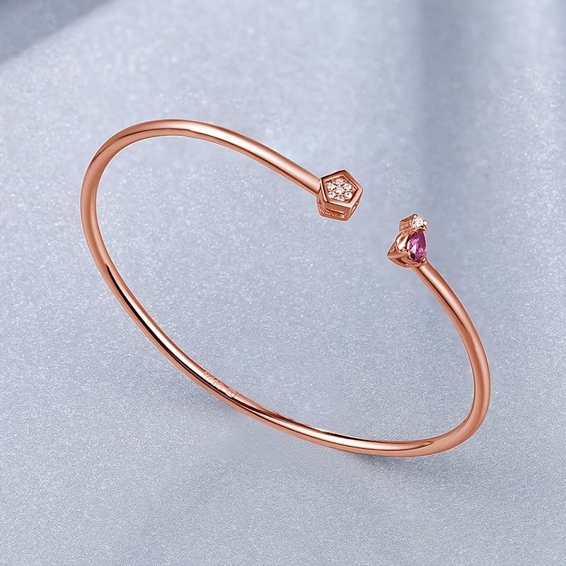 7 Grader 925 Sterling Sølv Rose Golden Armbånd Åben Manchet Charms Smykker Gave Fødselsdagsgaver Til Kvinder Kone Piger Hende