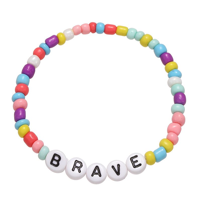 Diy Words Letters Armbånd Til Kvinder Mænd Lucky Brave Engelske Ord Perler Børn Søde Venskabsgaver