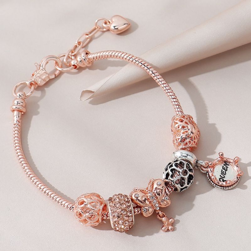 Hollow Flower Rhinestone Armbånd Sommerfugl Hjerte Krone Diy Beaded 1 Stk Charms Smykker Gave Fødselsdagsgaver Til Kvinder Kone Piger Hende