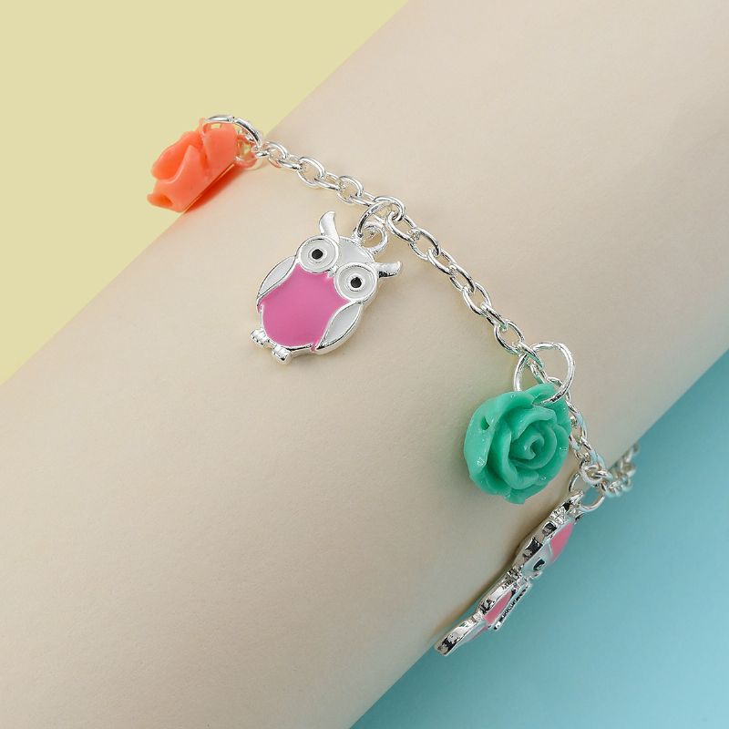 Piger Armbånd Owl Fox Rose Decor Pendant Justerbar