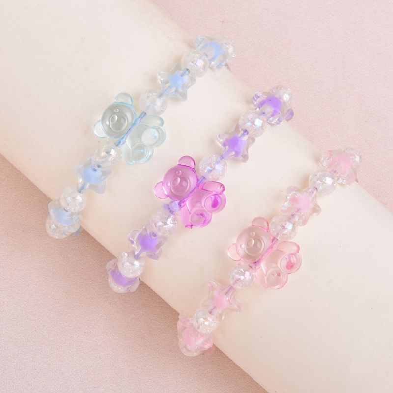 Piger Tegneserie Bjørn Stretchy Clear Bead Armbånd Student Børnegave