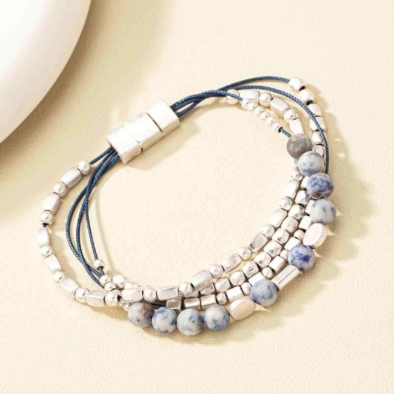 Sølvperler Lapis Lazuli Magnetisk Armbånd Smykker Gave Fødselsdagsgaver Til Kvinder Mor Kone Piger Hendes