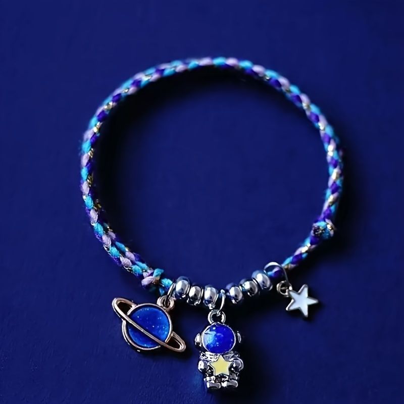 Star Moon Astronaut Kvast Par Armbånd Charms Smykker Gave Fødselsdagsgaver Til Kvinder Kone Piger Hende