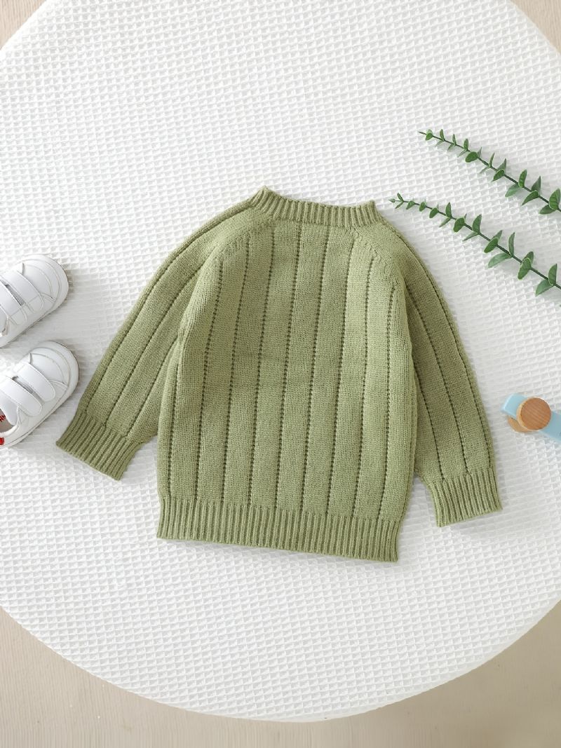 Baby Drenge Casual Solid Striktrøje Sweater Langærmet Termisk Top Til Vinter