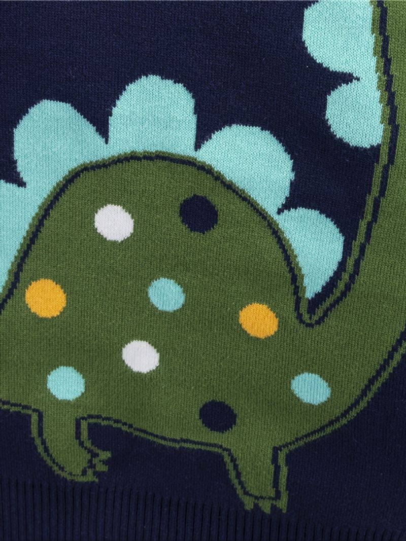 Baby Drenge Dinosaur Mønster Sweater Rund Hals Strikket Trøje