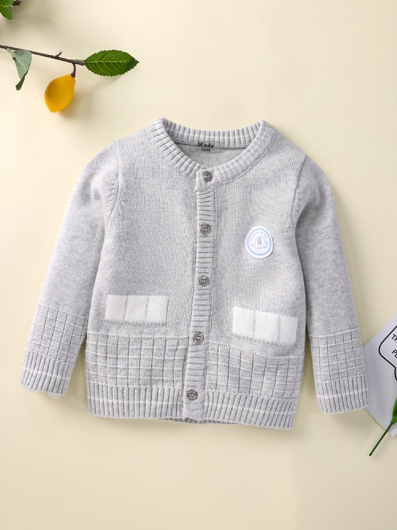 Baby Drenge Piger Strik Cardigan Crewneck Termisk Sweater Til Vinter Babytøj