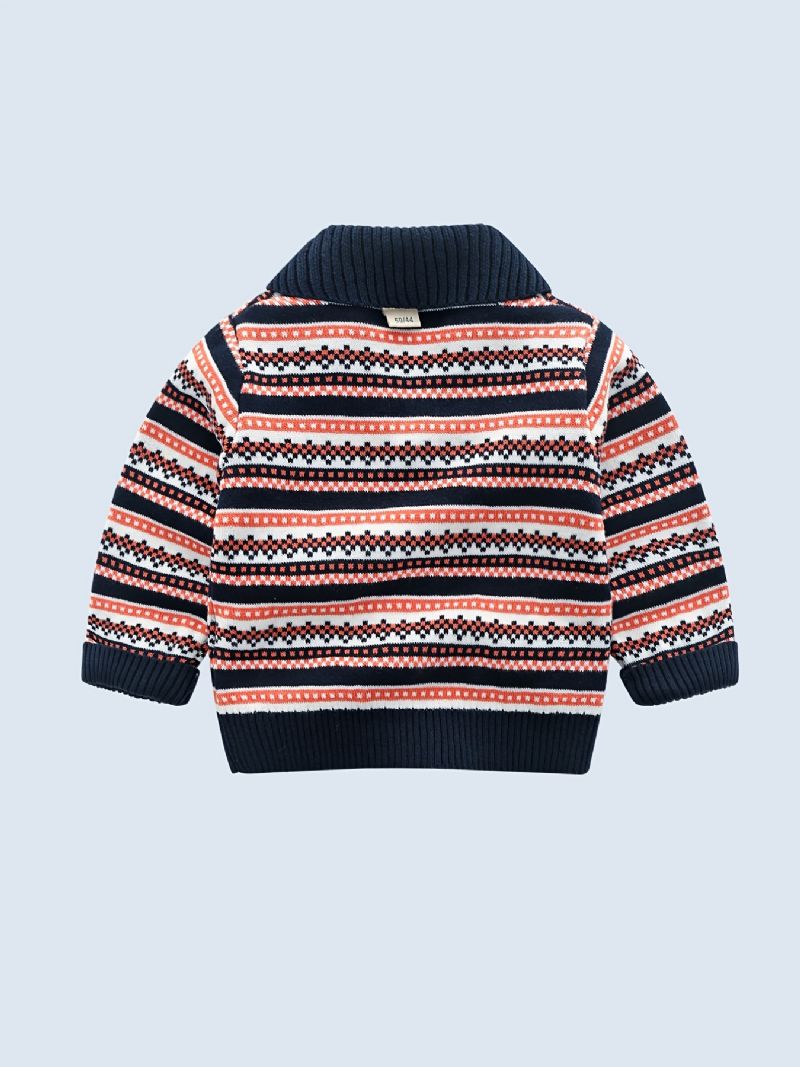 Baby Drenge Strik Sweater Stribet V-hals Cardigan Til Vinter Babytøj