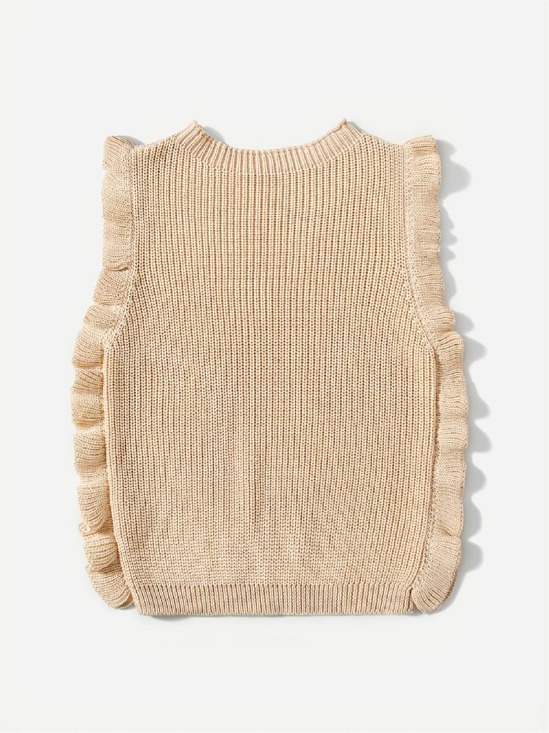 Baby Piger Ærmeløs Crewneck Solid Vest Sweater