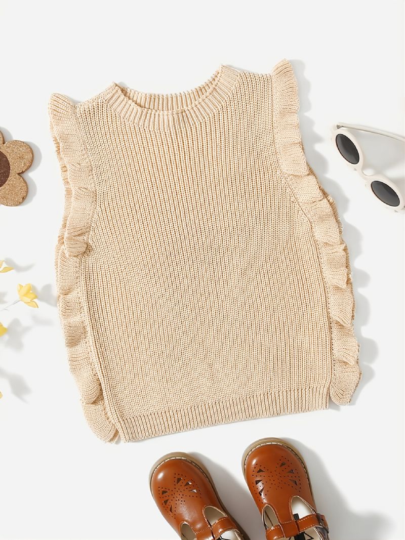 Baby Piger Ærmeløs Crewneck Solid Vest Sweater