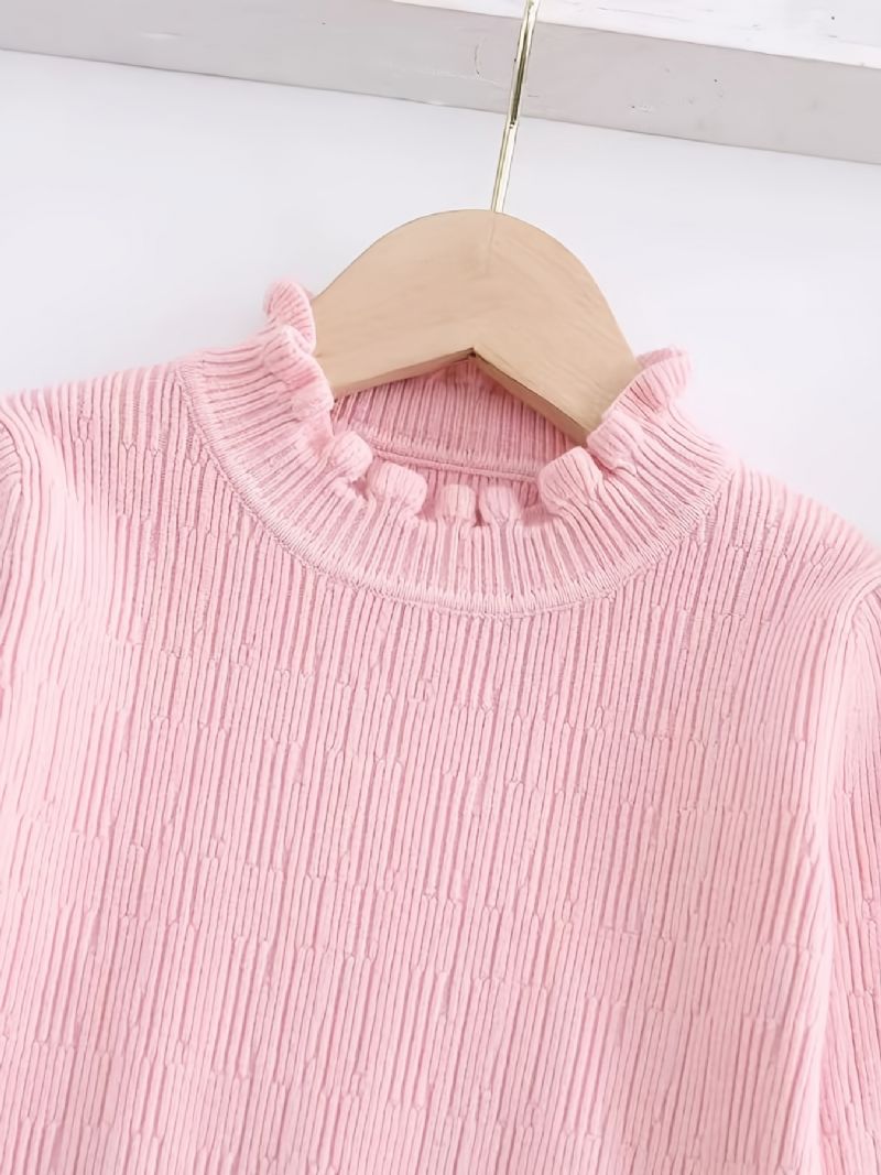 Baby Piger Blonder Langærmet Rund Hals T-shirt Toppe Ensfarvet Sweater Pullover Børnetøj