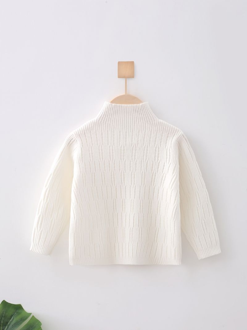 Baby Piger Ensfarvet Sweater Langærmet Høj Hals Strikket Pullover Børnetøj