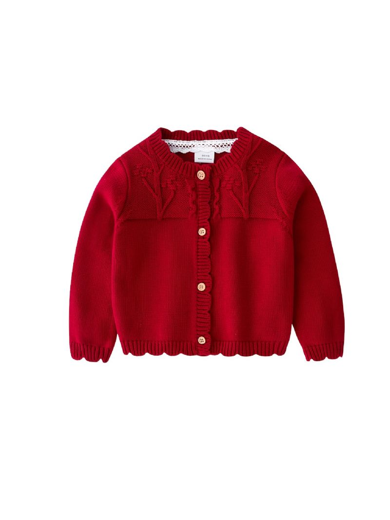 Babypiger Strik Cardigan Lynlås Sweater Vinter Ny Jul Babytøj Til Kinesisk Nytår