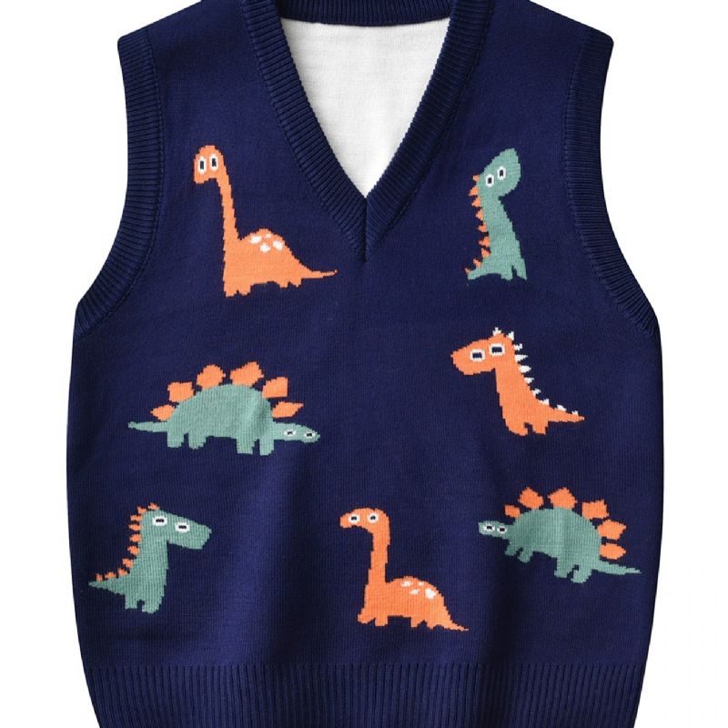 Børne Sweater Vest Tegneserie Dinosaur Dreng Strikket Pullover