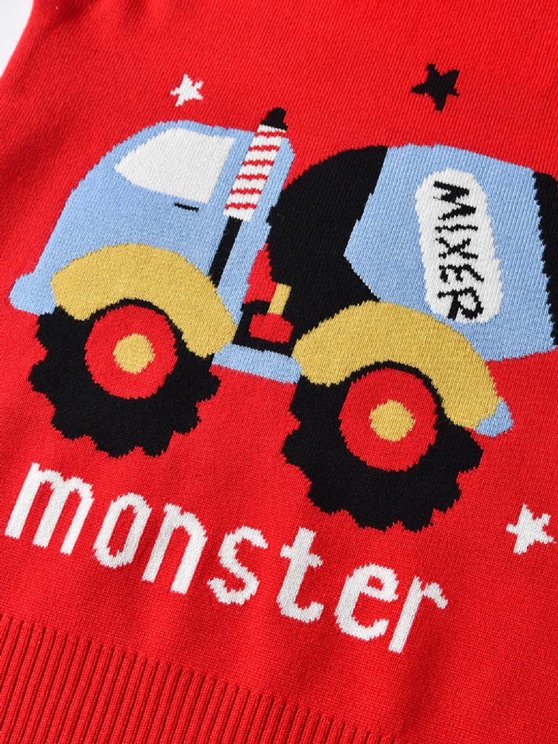 Børne Sweater Vest Tegneserie Konstruktion Køretøj Dreng Strikket Pullover