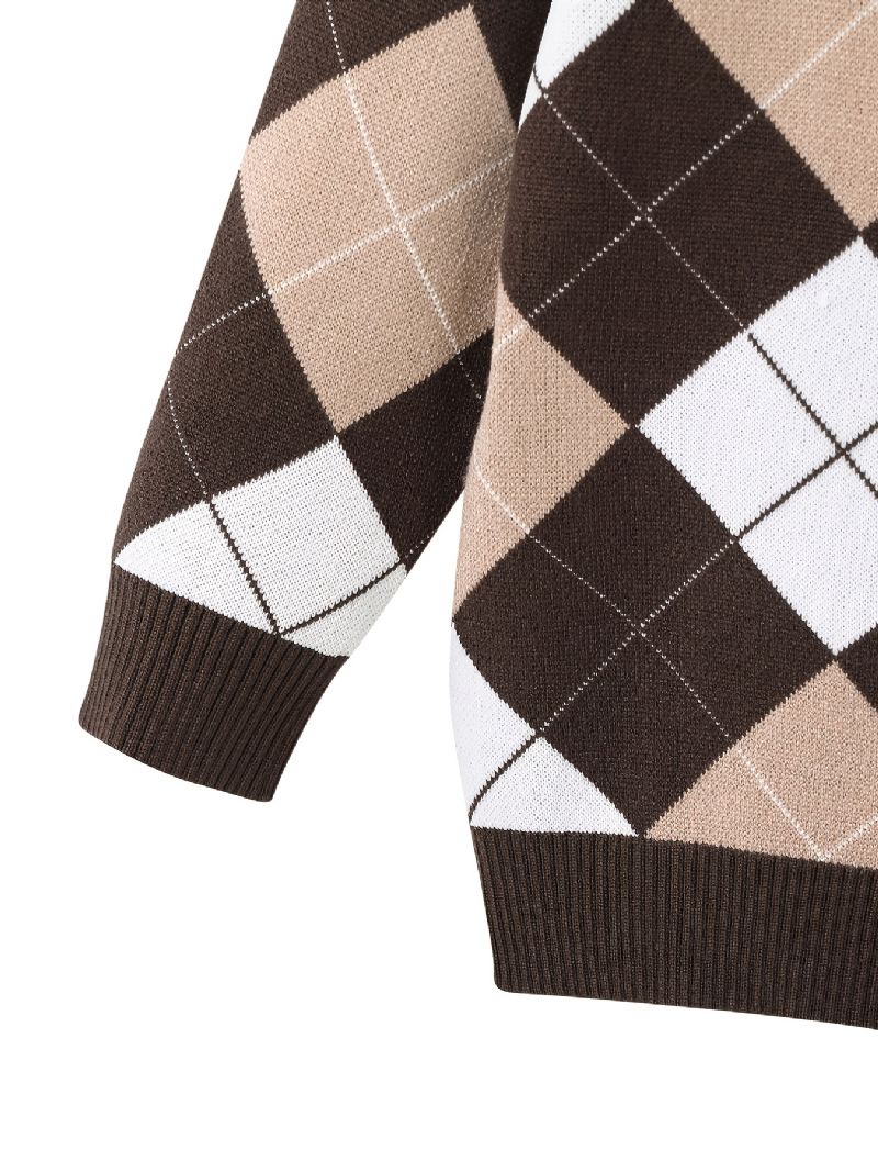 Børnepigers Sweater Plaid Bear College Style Strikket Cardigan