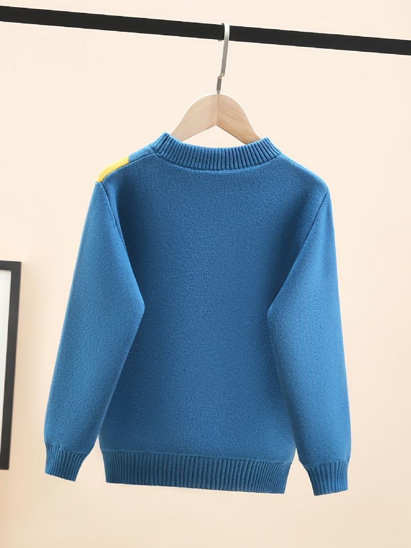 Drenge Casual Bomuld Strikket Termisk Pullover Sweater Med Geometrisk Print Til Vinter