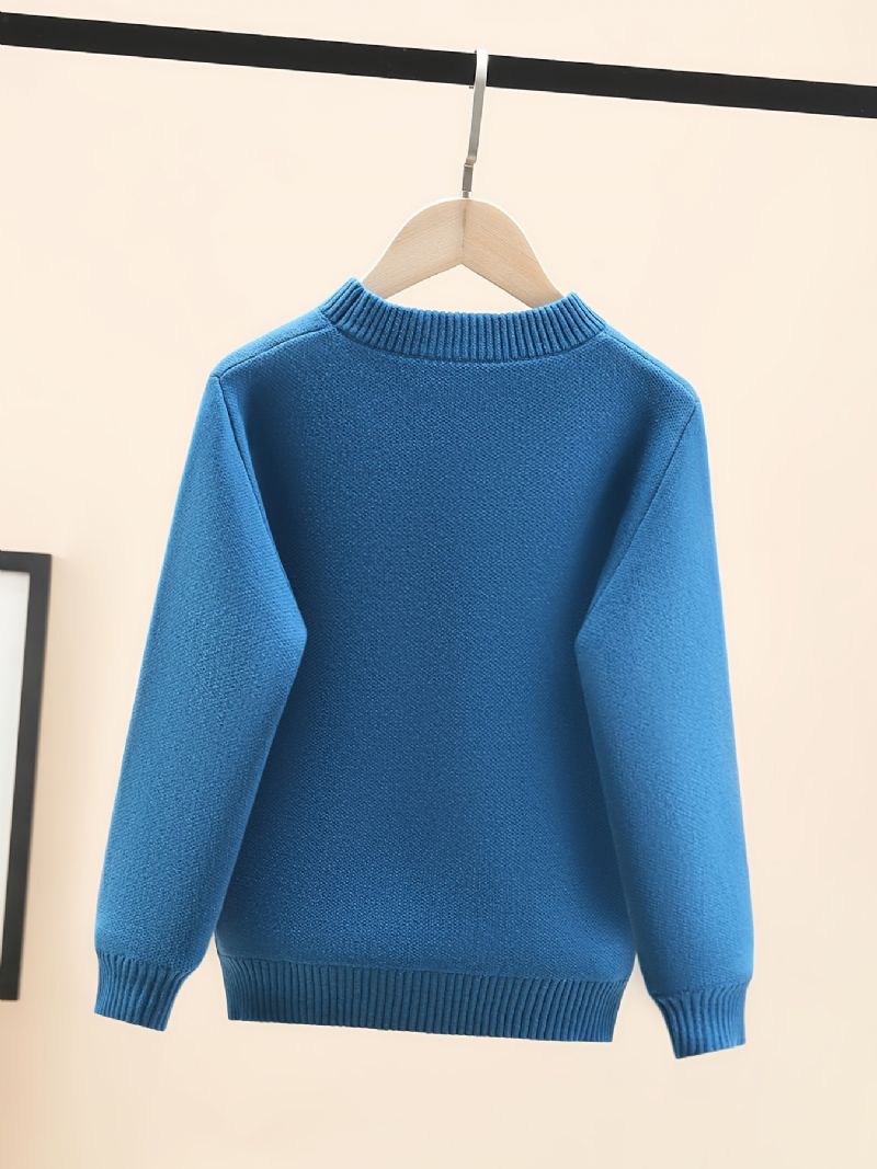 Drenge Casual Strikket Termisk Pullover Sweater Med Geometrisk Print Til Vinter