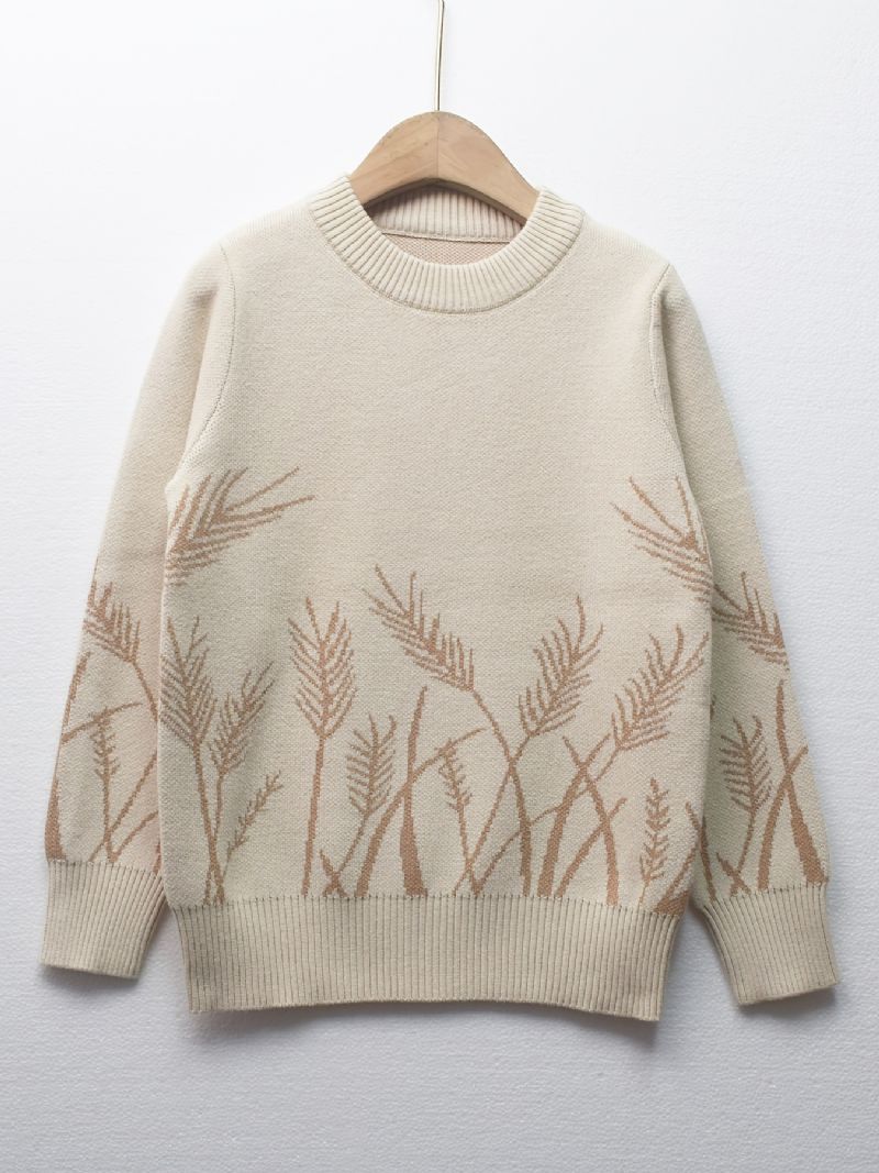 Drenge Ears Of Wheat Print Sweater Rundhalset Langærmet Strikket Pullover Børnetøj