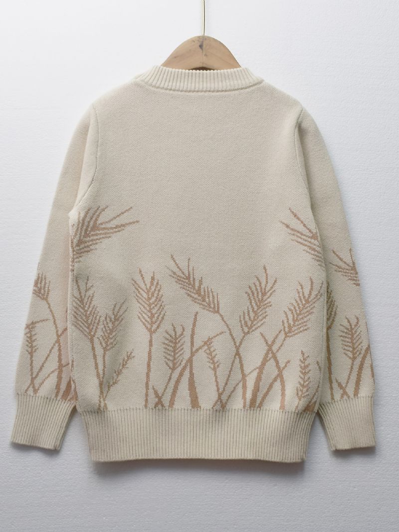 Drenge Ears Of Wheat Print Sweater Rundhalset Langærmet Strikket Pullover Børnetøj