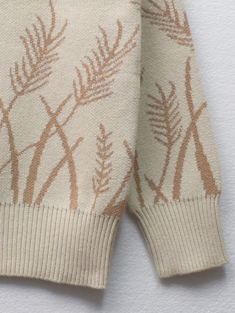 Drenge Ears Of Wheat Print Sweater Rundhalset Langærmet Strikket Pullover Børnetøj