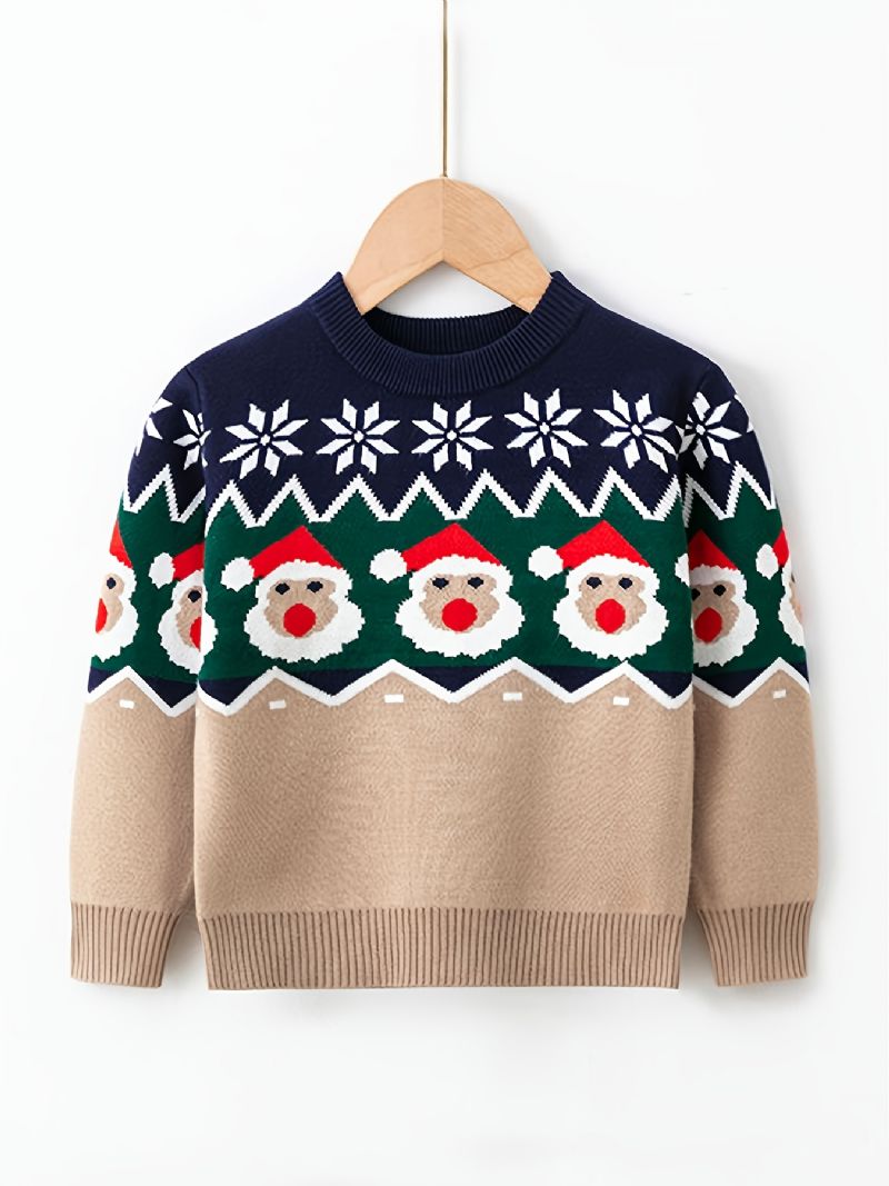 Drenge Juleprint Sweater Med Rund Hals