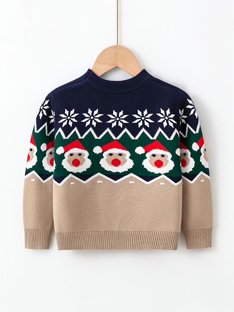 Drenge Juleprint Sweater Med Rund Hals