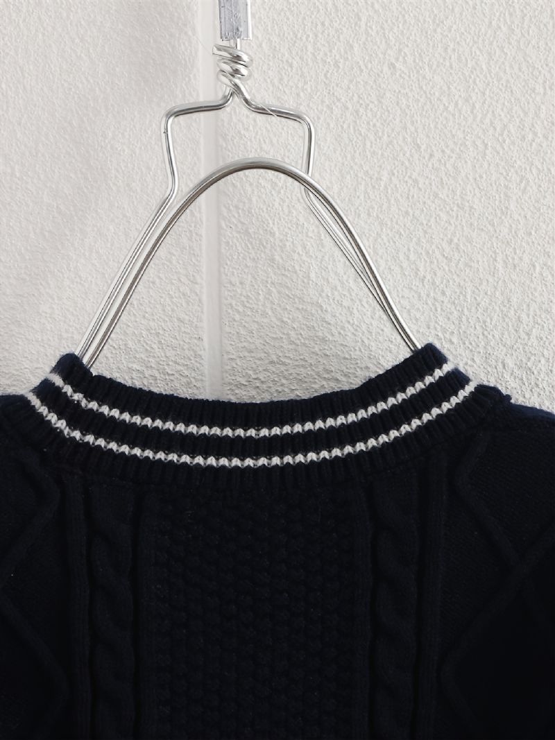 Drenge Piger Strikket Cardigan Bear Broderi College Style Sweater Børnetøj