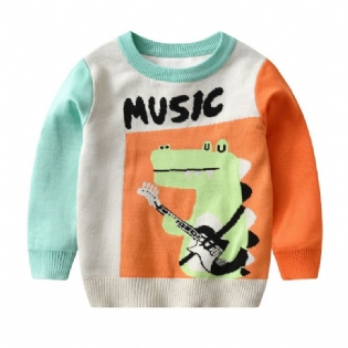 Drenge Strikket Tegneserie Dinosaur Sweater