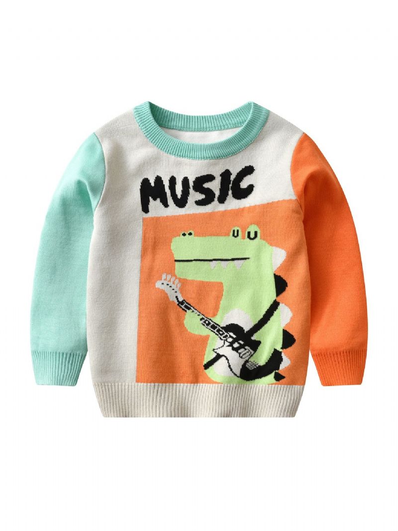 Drenge Strikket Tegneserie Dinosaur Sweater