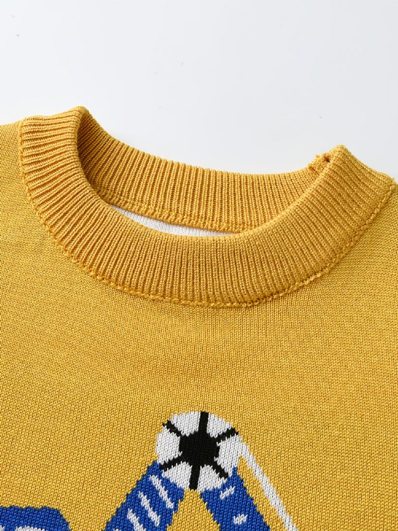 Drenge Sweater Colorblock Cartoon Engineering Vehicle Pattern Strikket Pullover