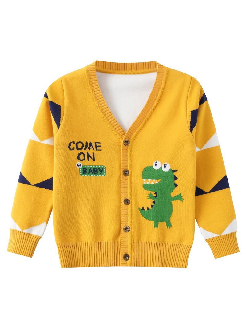 Drenge Sweater Sød Dinosaur Mønster Strikket Cardigan Børnetøj