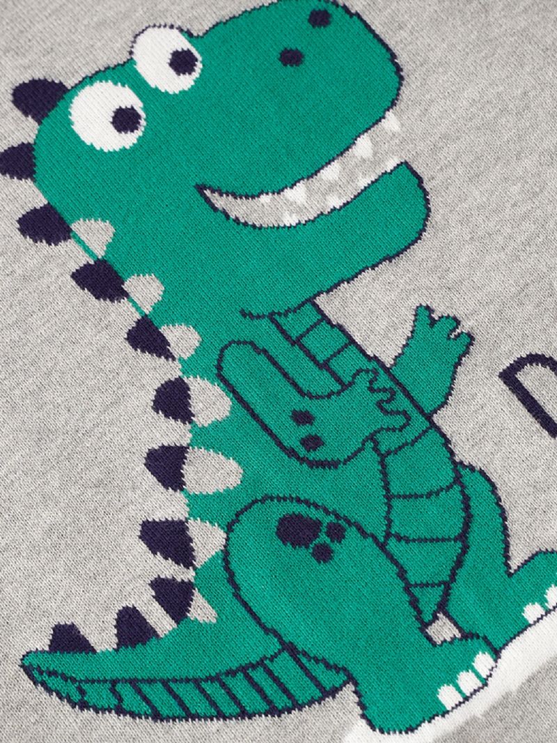 Ny Drenge Sød Dinosaur Med Rund Hals Strikket Sweater