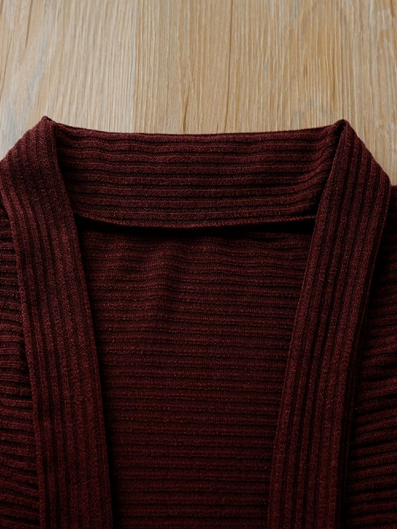 Piger Casual Strikket Cardigan Sweater Outwear Langærmet Termisk Solid