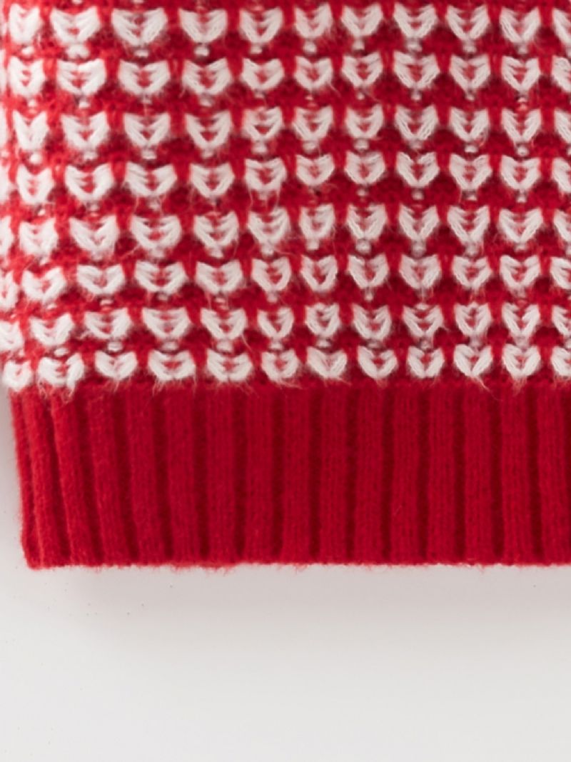 Piger Casual Strikket Color Block Termisk Pullover Sweater Til Vinterjulefest