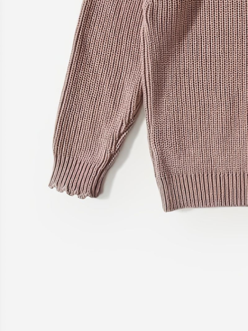 Piger Casual Strikket Flæser Sweater Termisk Rund Hals Top Til Forår Efterår