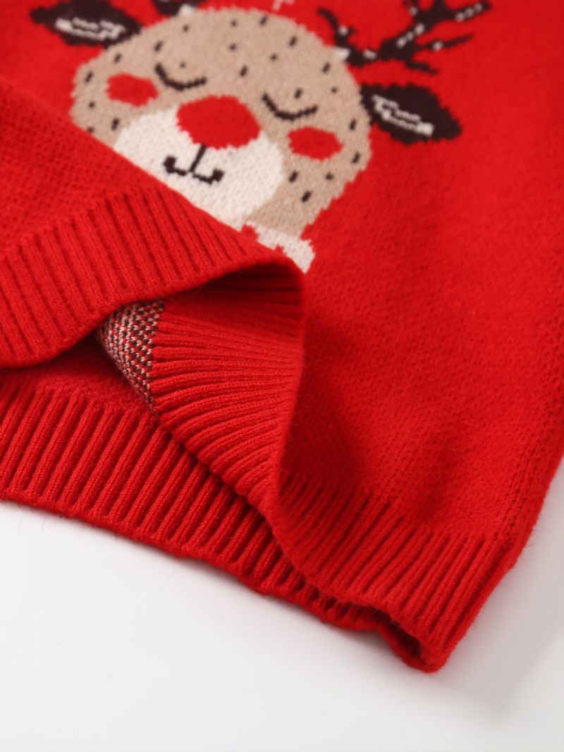 Piger Drenge Strikket Pullover Sweater Med Elk Print Til Efterår Vinter Ny Jul